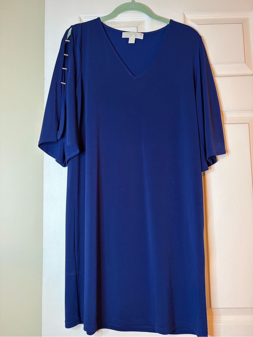 Michael Kors Elegant V-Neck Navy Blue Women’s Dress